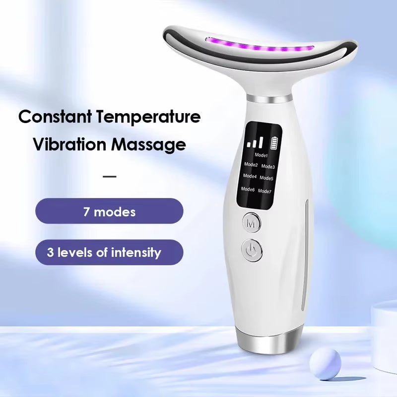 Masajeador Facial y de Cuello con Fototerapia LED Avanzada – Efecto Lifting y Reafirmante